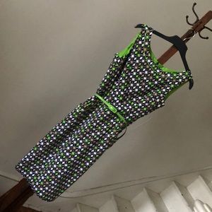 NEW geometric navy and lime dress with pockets